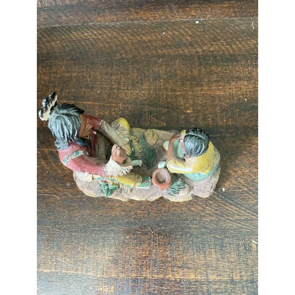 Vintage Native American Storyteller Figurine Elder & Child Southwestern Decor